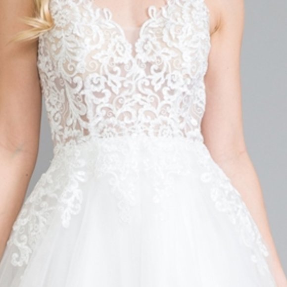 WEDDING BRDAL LONG MAXI White Sweetheart Neck Lace Bodice Prom Dress 010 - Picture 8 of 9